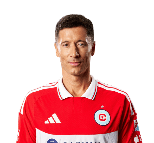 Robert Lewandowski in a Chicago Fire FC jersey